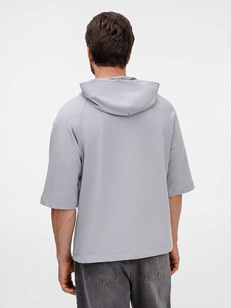 Футболка оверсайз унисекс с капюшоном Neofit, светло-серая, размер XL/2XL