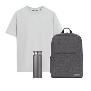 Набор с одеждой Крис (KRIS) (футболка, рюкзак, бутылка), серый, XS