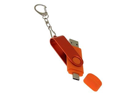USB 3.0- флешка на 128 Гб с поворотным механизмом и дополнительным разъемом Type-C