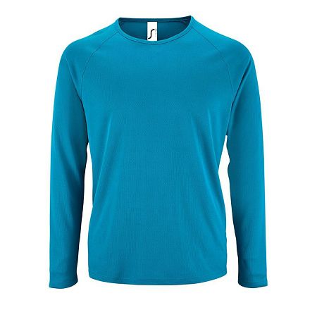 Футболка с длинным рукавом Sporty LSL Men, ярко-бирюзовая, размер XL