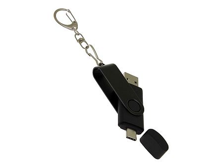 USB 3.0- флешка на 32 Гб с поворотным механизмом и дополнительным разъемом Type-C