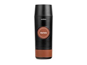 Портативная кофемашина «Barista» c быстрой зарядкой с логотипом Rombica, цвет: черный