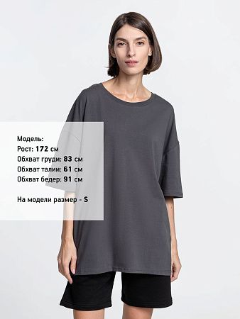 Футболка унисекс оверсайз Crosstown, темно-серая, размер XL