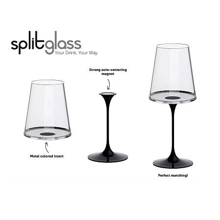 Хрустальный бокал для красного вина на магните Trebonn SplitGlass, 2 шт, 450 мл