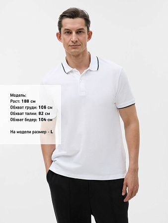 Рубашка поло унисекс Palermo, белая с темно-синим, размер L