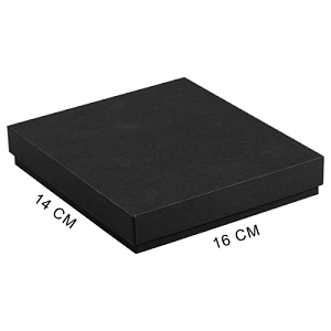 Коробка подарочная, размер 16*14*2 см, Solution Superior Linen, черная, бежевый ложемент с прямоугольной вырубкой