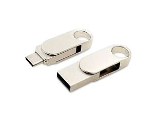 USB 3.0- флешка «Uranium» на 256 Гб с поворотным механизмом и дополнительным разъемом Type-C