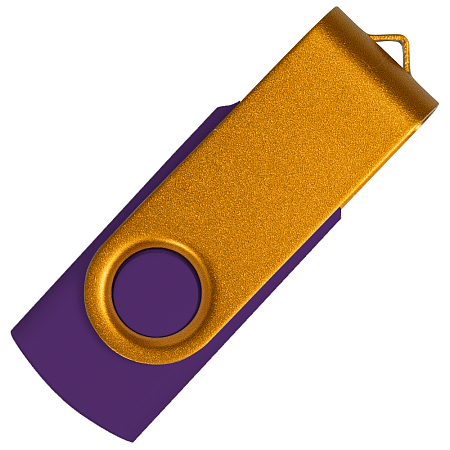 Флеш накопитель USB 2.0 Twister Сolor Mix 16GB, пластик Софт Тач/металл, фиолетовый/золотистый