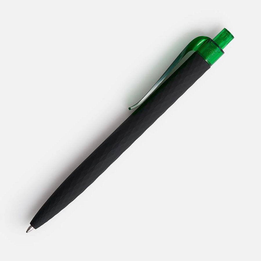 Ручка шариковая Prodir QS01 PRT-T Soft Touch, черная с зеленым