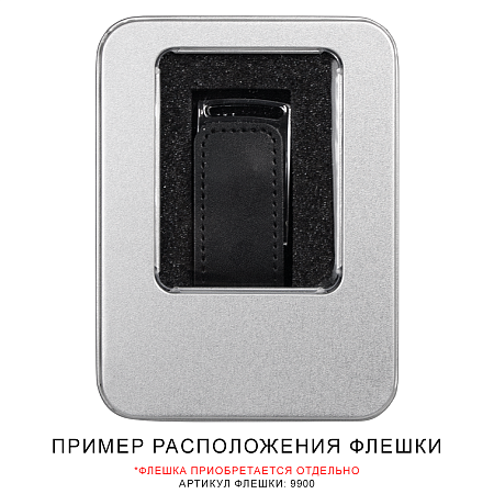 Футляр Shine для флеш накопителя металлический, размер 11,5*8,5 см, серебристый