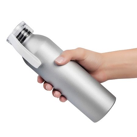 Бутылка для воды VIKING SILVER 650мл. Серебристая с белой крышкой 6141.07