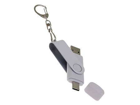 USB 3.0- флешка на 32 Гб с поворотным механизмом и дополнительным разъемом Type-C