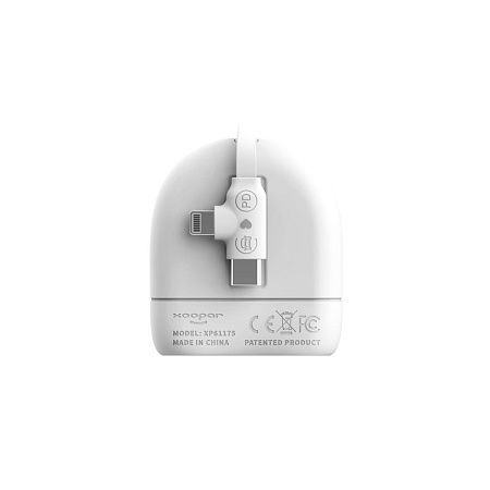 Кабель Xoopar ICE-R с ретрактором 2 в 1, разъёмы USB-C и Lightning, 60 Вт