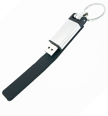 Флеш накопитель USB 2.0 Verona в кожаном чехле 32GB, металл, черный/серебристый