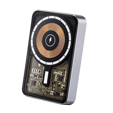 Магнитный внешний аккумулятор Proton с беспроводной зарядкой (15W), 10000 Mah, графитовый