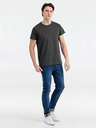 Футболка мужская Regent Fit 150, черный меланж, размер XS