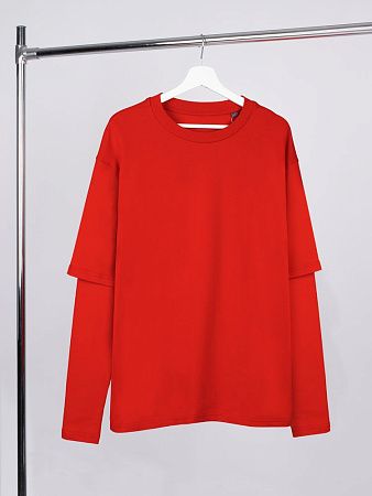 Футболка оверсайз с двойным рукавом Kosmos, красная, размер XL/2XL