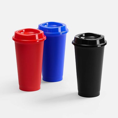 Стакан с крышкой Color Cap, ver.2, черный