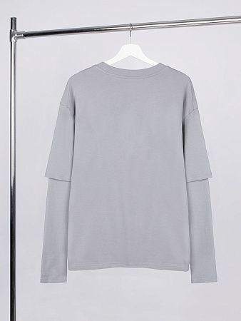 Футболка оверсайз с двойным рукавом Kosmos, светло-серая, размер XL/2XL